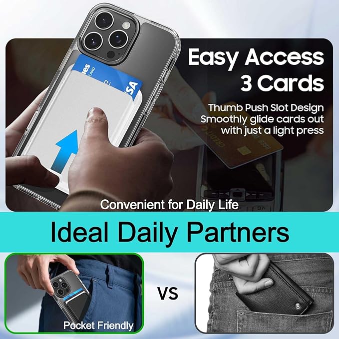 Ntwinro Magnetic for iPhone 14 Pro Clear Case (Compatible with MagSafe) with White Detachable Wallet & Card Holder for 3 Cards [RFID Blocking] Military Grade Protective Slim Phone Cover