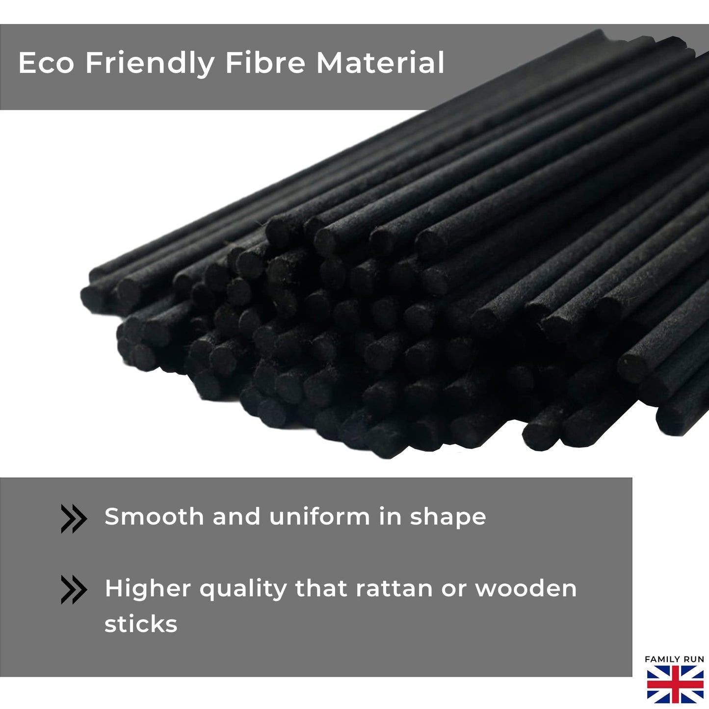 Ziffs Home® 120pcs Black Fibre Reed Diffuser Sticks - 25.4cm/10 Inches in x 4mm/0.16in - Thick Reeds Sticks - Fibre Reeds for Diffusers