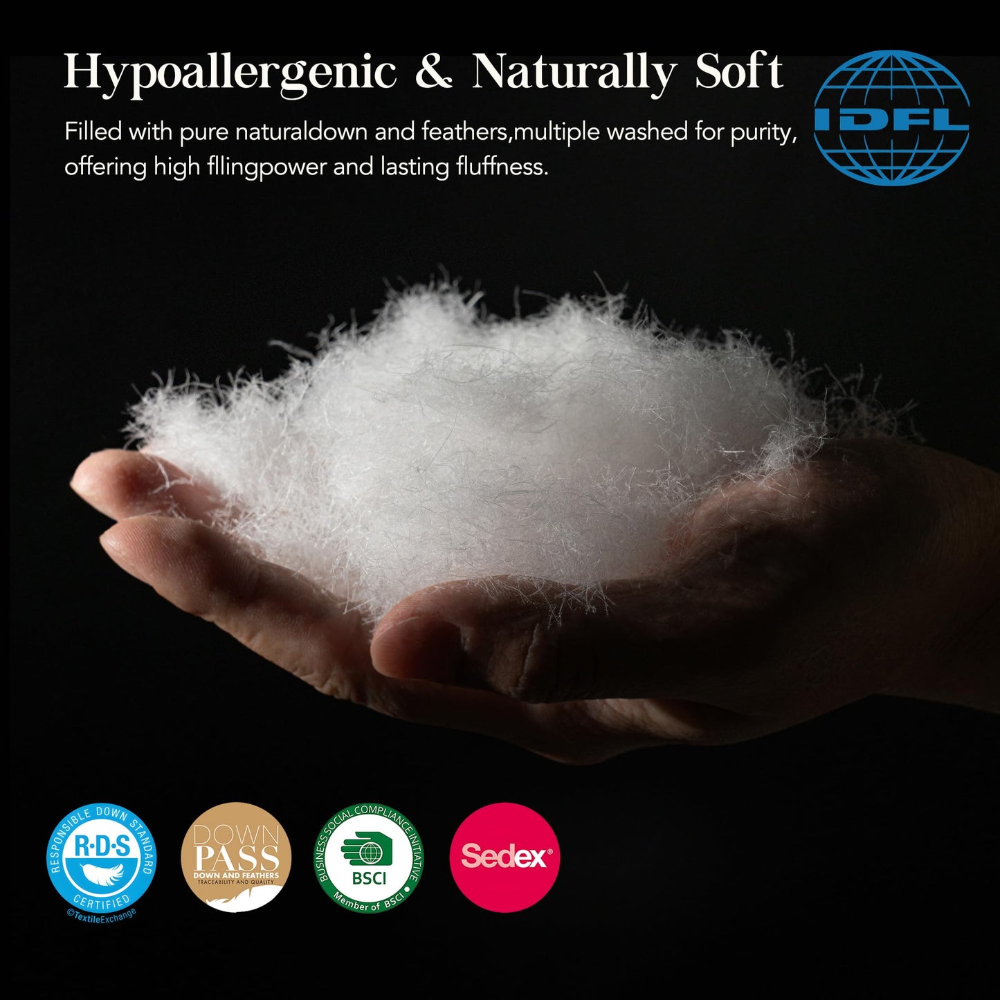 HYVIF Down Pillows, Luxury Hotel Collection White Premium Bed Pillow for Sleeping, 650 Fill Power,100% Cotton Fabric, Soft Support, Down Surrounded Pillow for Side and Back Sleepers, Stomach Sleepers