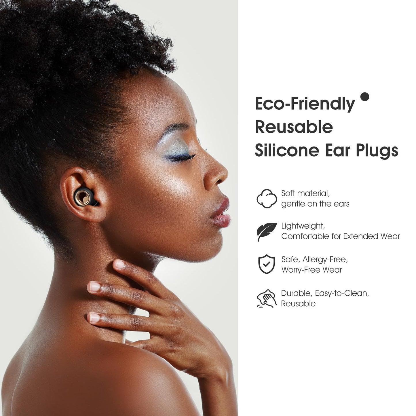 Vosaf Ear Plugs for Sleeping Noise Cancelling, 60dB Silicone Ear Plugs for Noise Reduction, Reusable Sleeping Earplugs for Snoring, Concert & Shooting Ear Protection with 8 Eartips(Charcoal)