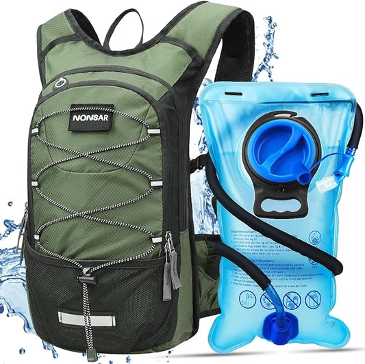 NONSAR Hydration Backpack, Hiking Backpack with 3L Water Bladder, Lightweight Insulation Hydration Pack, Water Backpack for Hiking, Cycling, Running, Festival, Camping for Men Women