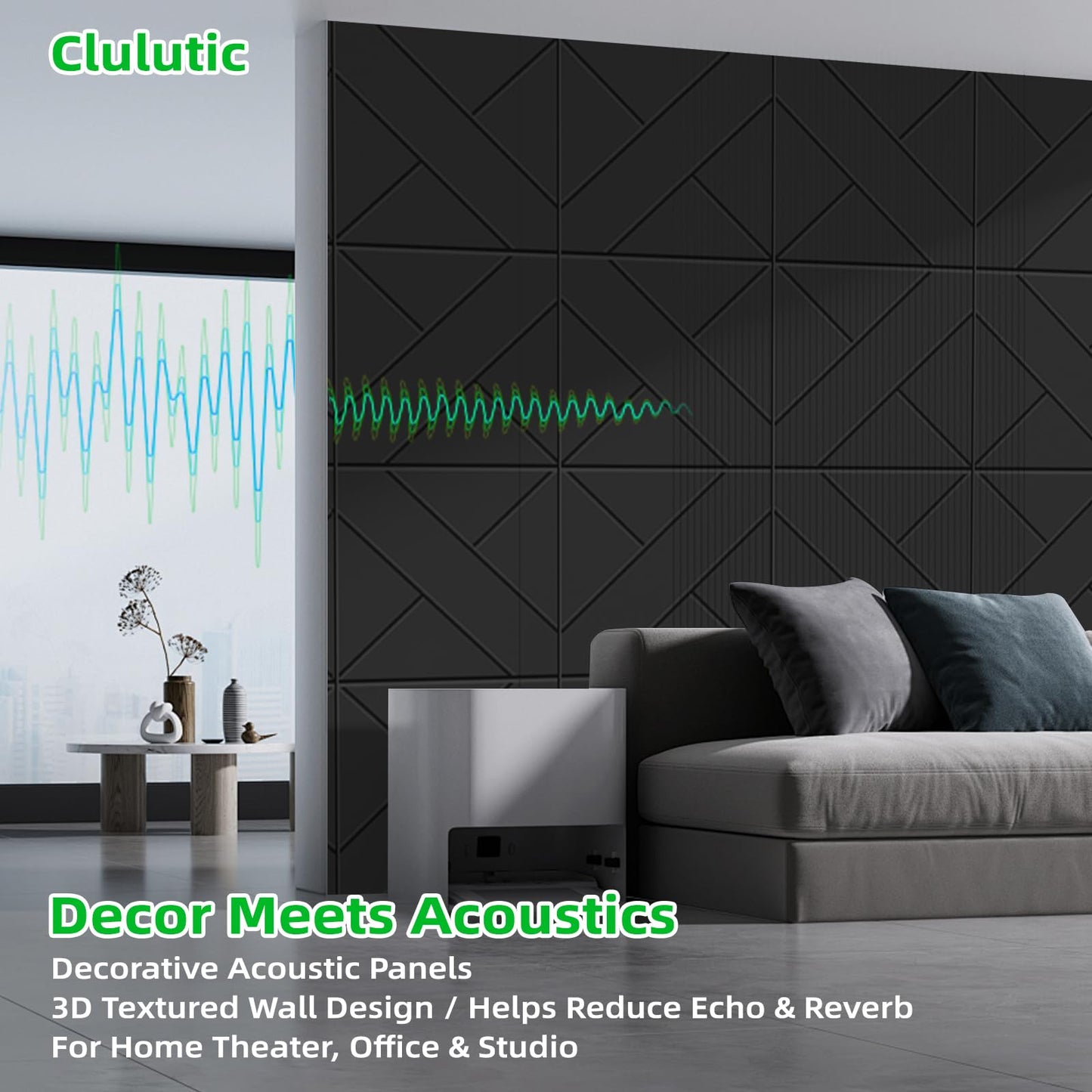Clulutic Acoustical Wall Panels, 6 Pack 20x20 Acoustic Wall Panels, Decorative Acoustic Panels, Sound Absorbing Wall Art for Interior Wall Decor, Arcadian Vortex