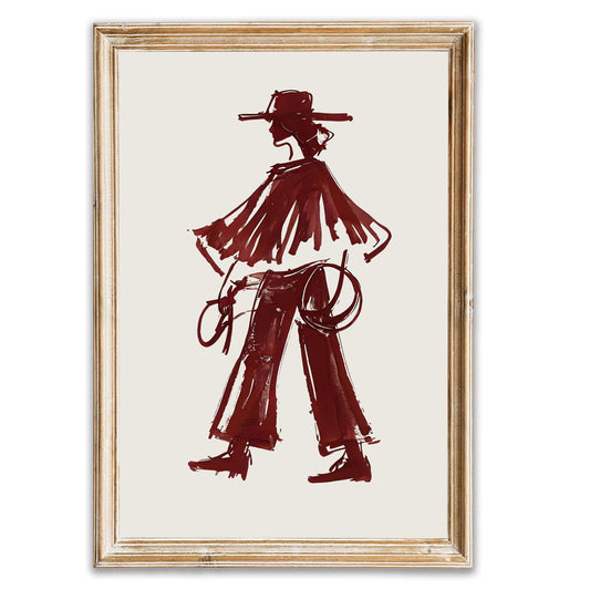 Modern Cowgirl Wall Art Trendy Eclectic Red Wine Cowgirl Poster Neutral Western Cowboys Wall Decor Cowboy Inspired Canvas Art Prints for Home Living Room Bedroom Dorm Office Decoration, Unframed