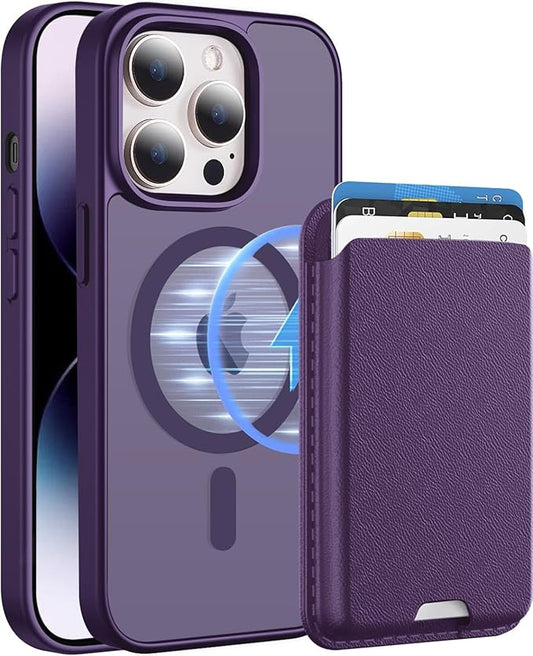Ntwinro Magnetic for iPhone 14 Pro Case (Compatible with MagSafe) with Detachable Wallet & Card Holder for 3 Cards [RFID Blocking] Military Grade Protective Slim Phone Cover, Purple