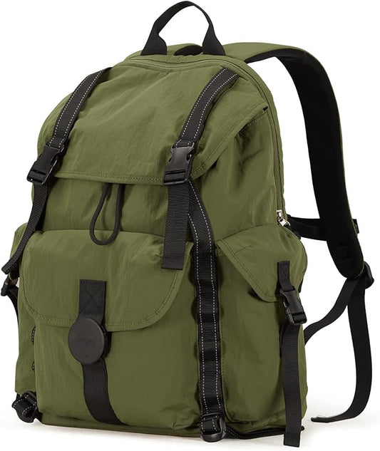 mixi Travel Backpack for Women Men, 18 Inch Carry On Laptop Backpack Flight Approved fits 16'' Laptop, Lightweight Waterproof Hiking Backpack Travel Outdoor Business Casual Daypack, Jungle Green