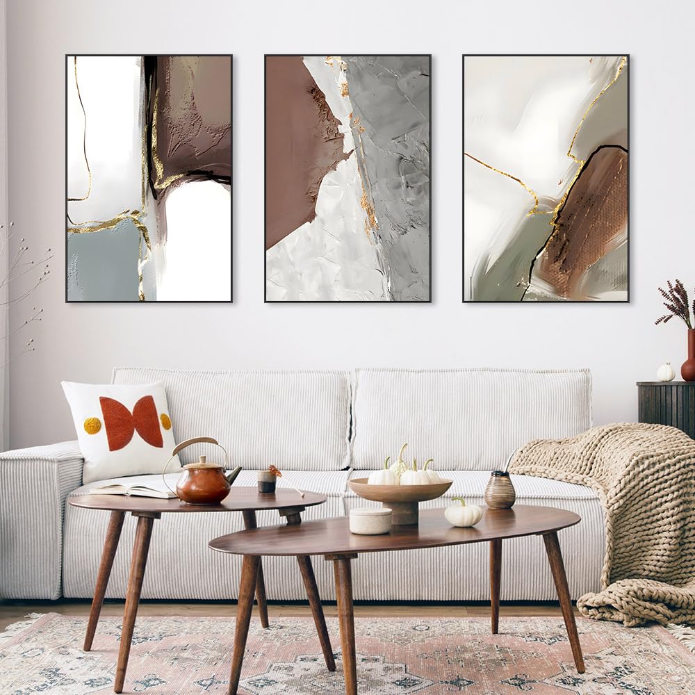 Wall Art Set of 3 Frames Canvas Wall art Decor Abstract Minimalism Natural Style Art Mural Posters & Prints, large Size Wall Art Aesthetics Living room Bedroom Kitchen Office (24 "X 16" X 3 pieces)