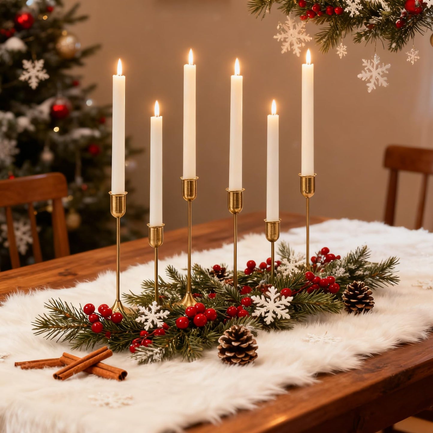 Brass Gold Candlestick Holders Set of 6, Metal Taper Candle Stick Holder