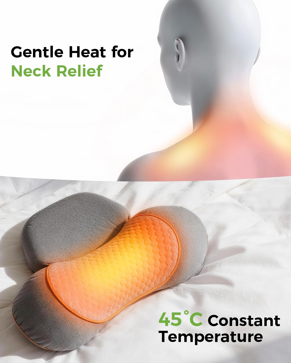 swancode 3-in-1 Neck Massager Pillow for Pain Relief Deep Tissue with Heat, Cordless & Rechargeable Massager with Traction for Neck Hump & Shoulder Comfort, Memory Foam Pillow(Cordless)