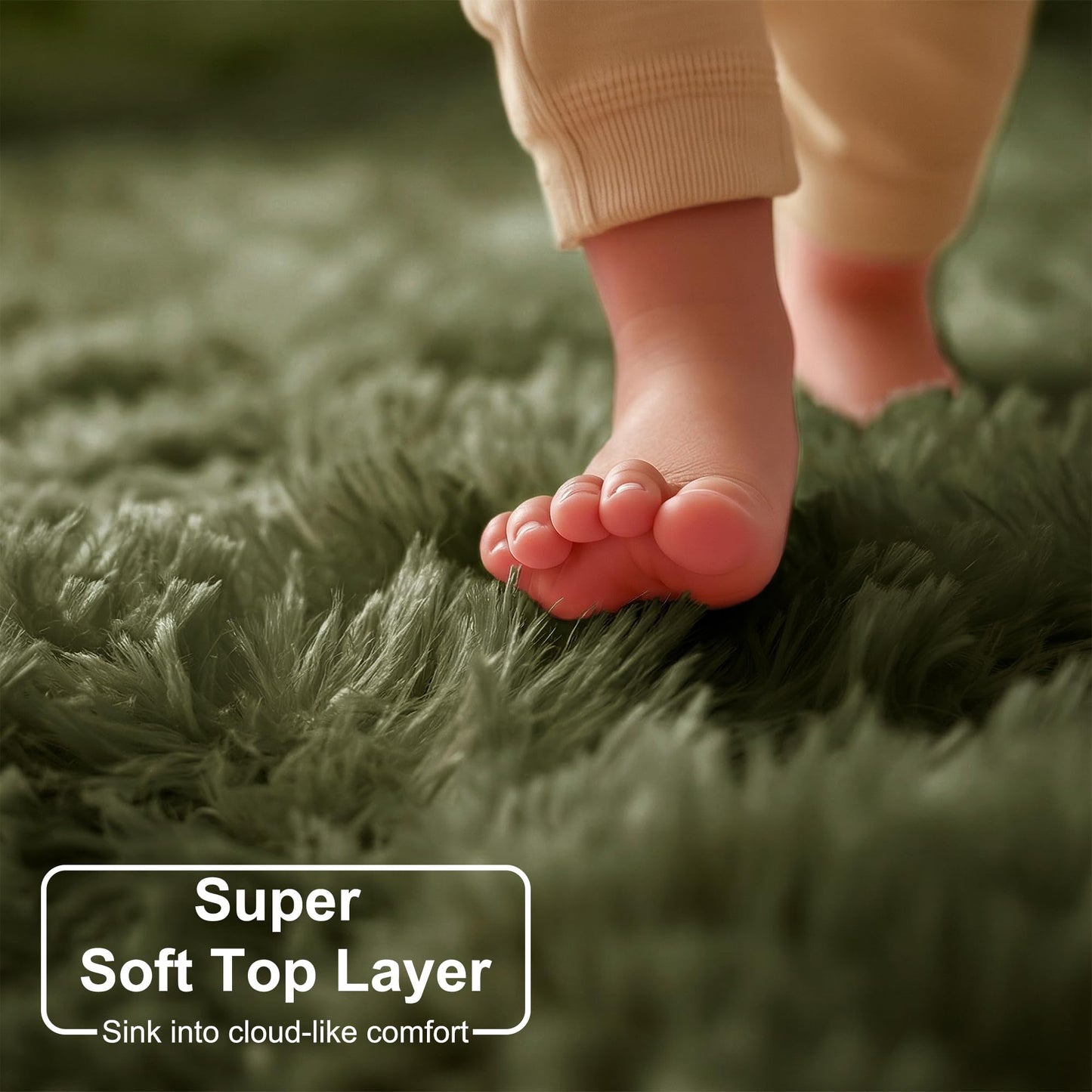 Amdrebio Olive Green Rugs for Bedroom Living Room, Fluffy Shaggy Modern Area Rug 4x6 for Girls Boys Kids Room Decor, Soft Plush Fuzzy Furry Cool Carpet for Nursery Classroom Dorm Playroom Apartment