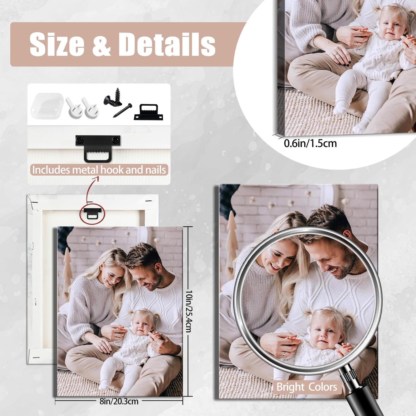 Canvas Prints with Your Photos, Ship Next Day Personalized Wall Art for Home Decor, Perfect Custom Photo Gifts for Wedding, Birthday, Family & Friends - Ready to Hang Canvas Pictures Framed 8x10