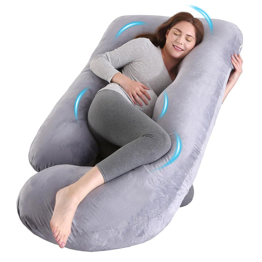 Wodsfay U-Shaped Pregnancy Pillow for Sleeping, Full Body Support for Back, HIPS & Belly - 57 Inch Maternity Pillow with Machine Washable Cover | Maternity Essential