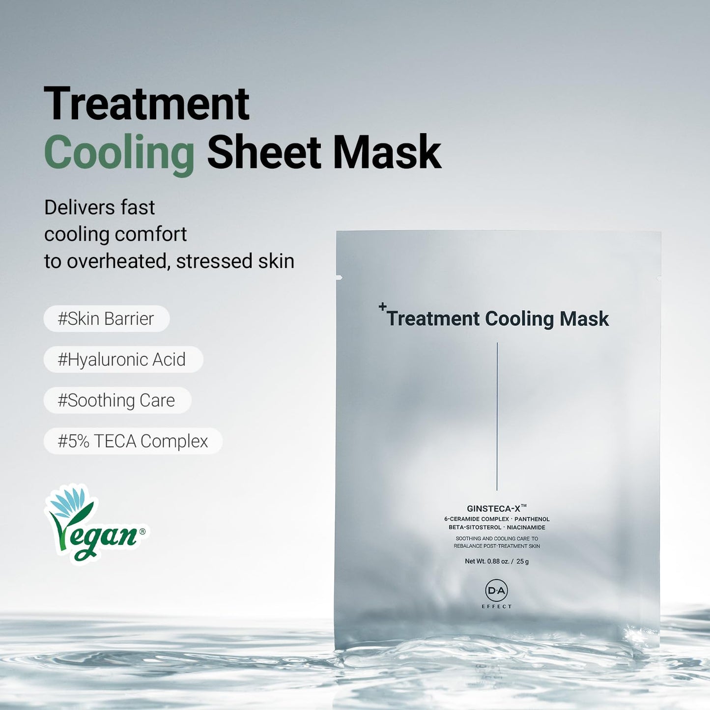 DA EFFECT Cooling Treatment Sheet Mask – Skin Protection & Barrier Repair Care for Stressed, Irritated Skin | Post-Treatment Care | Calming, Hydrating Face Mask | 25g x 5 Sheets