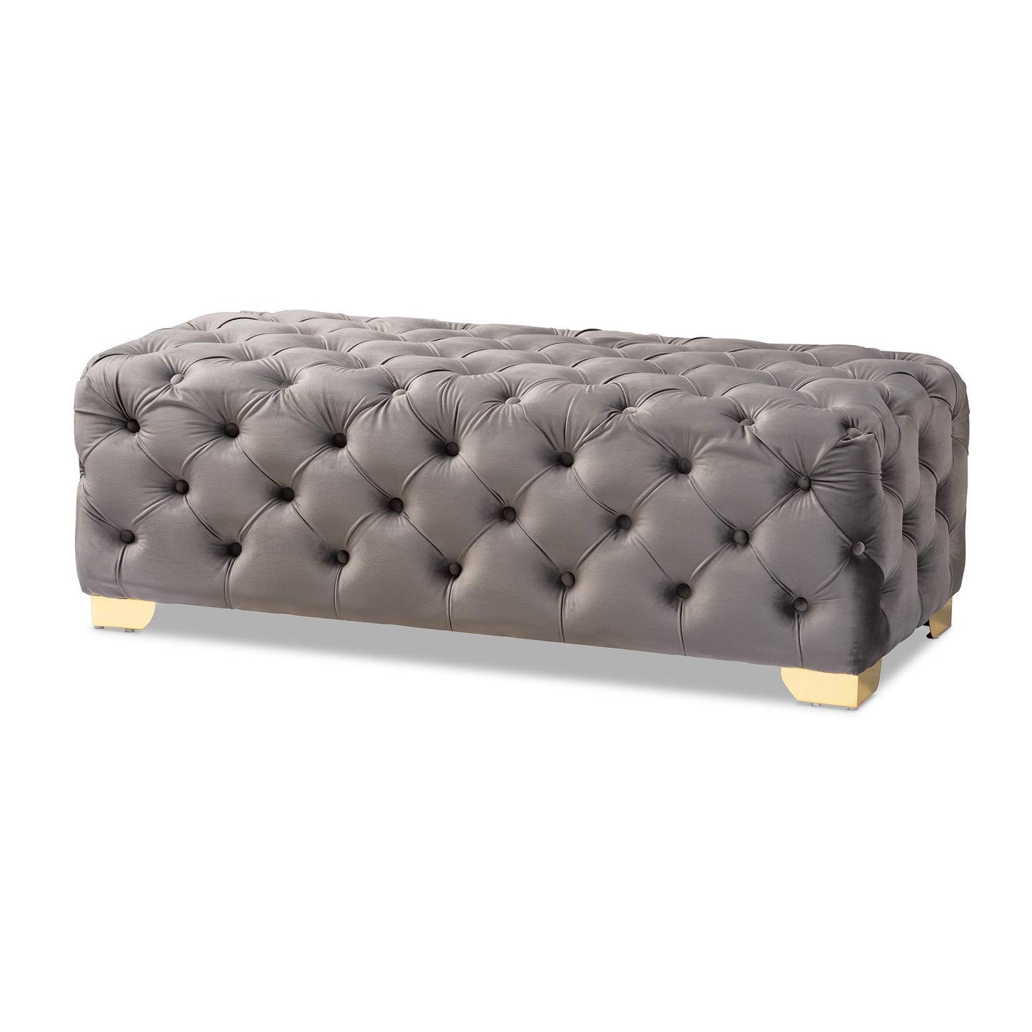 Baxton Studio Ottomans, One Size, Gray/Gold