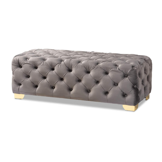 Baxton Studio Ottomans, One Size, Gray/Gold
