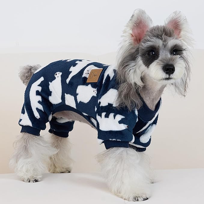 XPUDAC Dog Pajamas Polar Bear Fleece Dog Sweater for Small Medium Dogs Girl Boy Winter Puppy Clothes Pet Outfit Jumpsuit, L