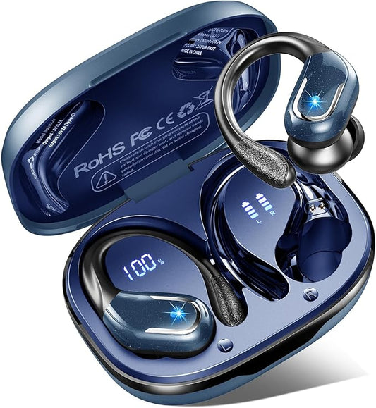 Wireless Earbuds, Sport Bluetooth 5.4 Headphones 2026 New Bluetooth Earbuds with 75Hrs Stereo, 4 ENC Mic, Noise Canceling Over-Ear Buds with Earhooks, IP7 Waterproof Earphones for Workout/Running/Gym