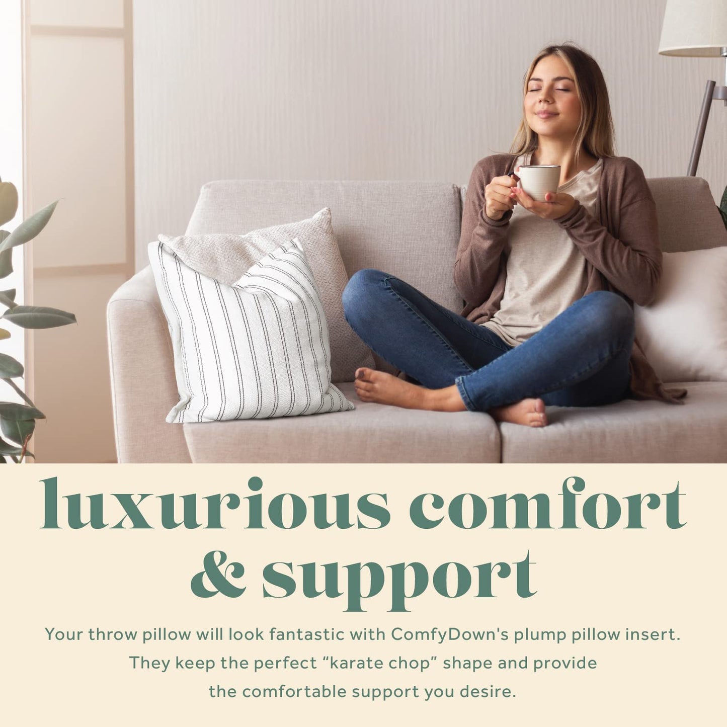 ComfyDown 14x22 Throw Pillow Insert, Down & Feather Fill, 100% Cotton Cover, Made in USA – Premium Soft Lumbar Decorative Pillow Form Sham Stuffer for Bed, Sofa & Couch