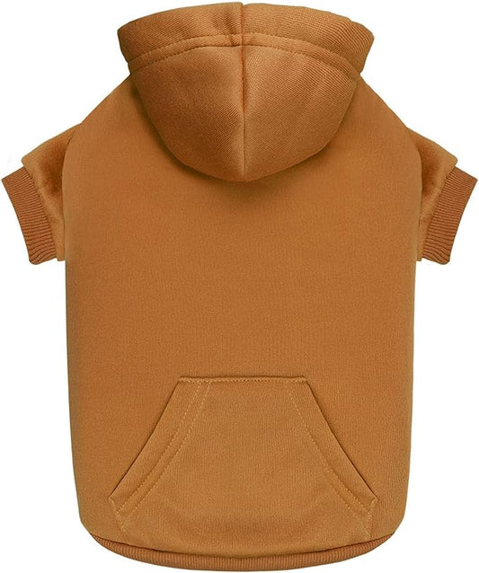 Dog Hoodie Dog Sweaters for Small Dogs Solid Soft Brushed Fleece Pet Clothes Pet Hoodie Sweatshirt with Pocket(Coffee-XS)