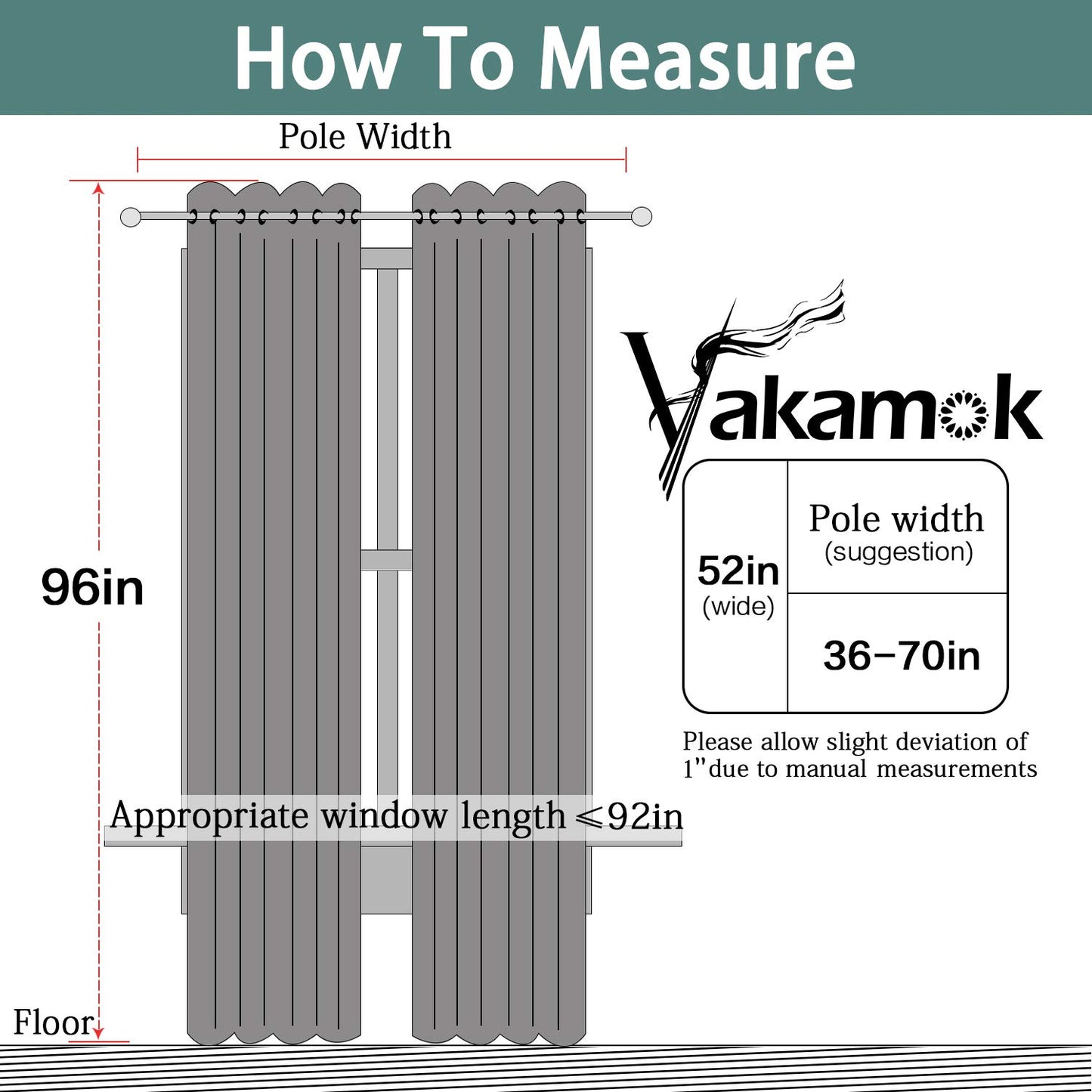 Yakamok 100% Dark Gray Blackout Window Curtain Panels Full Light Blocking Drapes with Black Liner Room Darkening Thermal Insulated Curtains for Bedroom/Living Room(Dark Grey, 52W x 96L, One Pair)