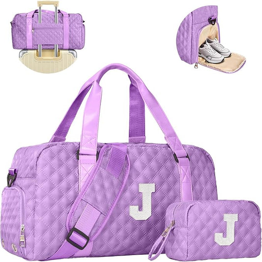 Elilier Travel Bags, Gifts for Friends Female Women, Initial Travel Duffel Bag, Gym Bag, Personalized Weekender Bag, Friend Wedding Girlfriend Birthday Gifts for Teen Girls, Graduation Gifts