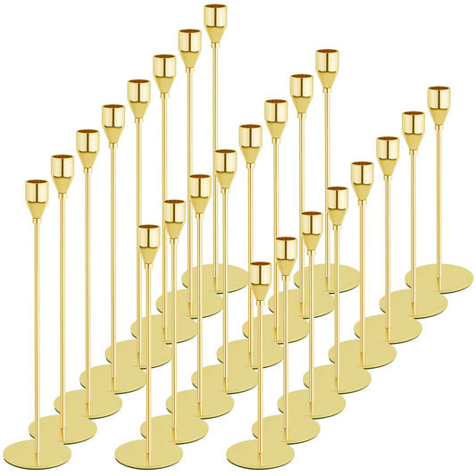 Gold Candlestick Holder Set of 24 for Taper Candles, Decorative Candle Holders Bulk Candle Stick Holders Taper Candle Holders for Table Centerpiece Wedding Dinning Party Anniversary Home Decor