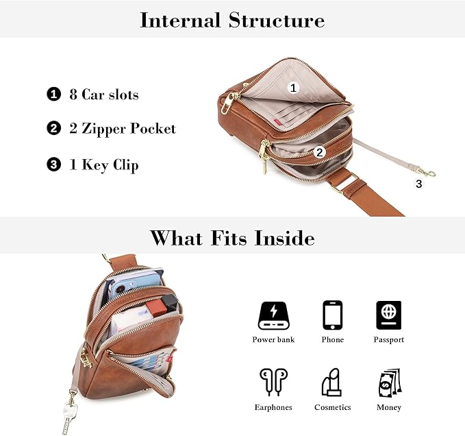 INICAT RFID Blocking Sling Bag Anti Theft Crossbody Bags Women Valentine's Day Gifts Travel Purses Vegan Leather