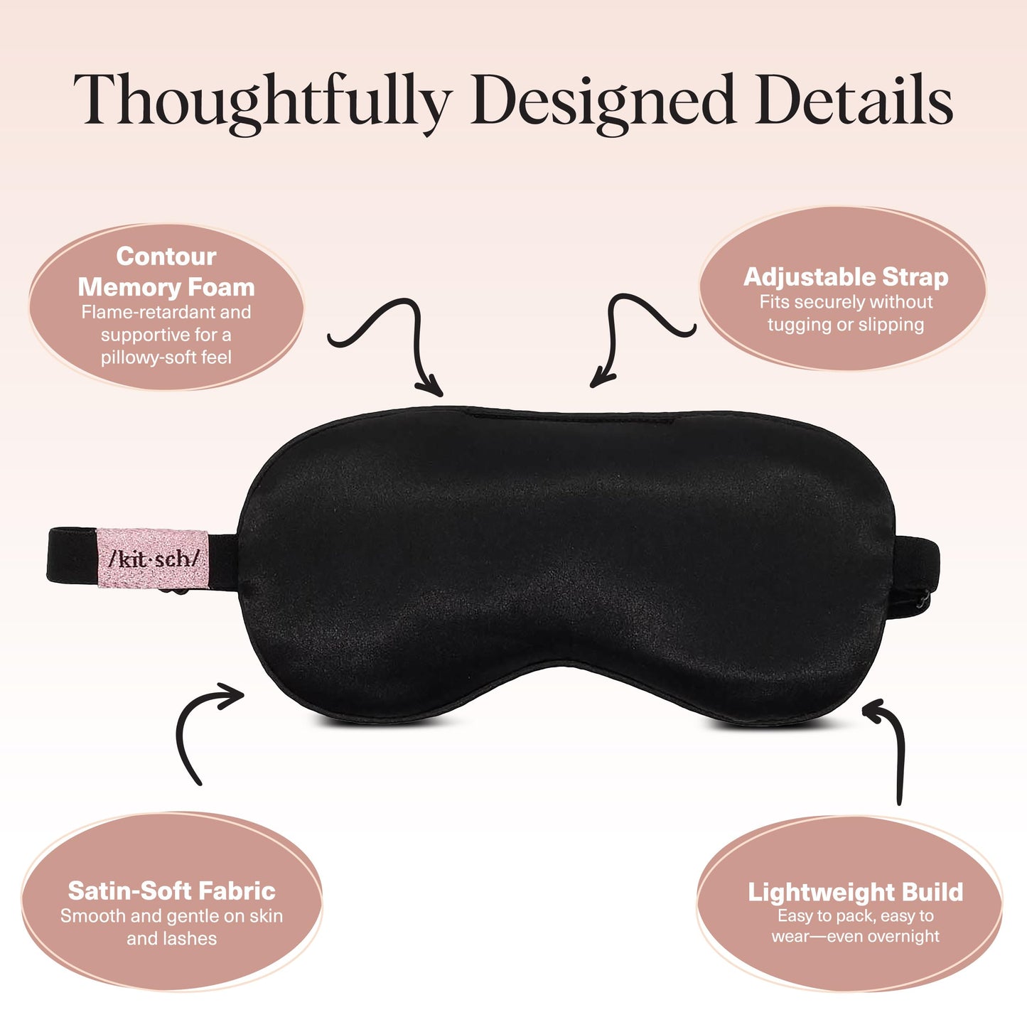 Kitsch Weighted Satin Sleep Mask - Weighted Eye Masks for Sleep and Travel - Lavender Ultra-Soft Sleeping Eye Mask for Women and Men - Light Blocking, Adjustable Strap, (4.1oz/116g)