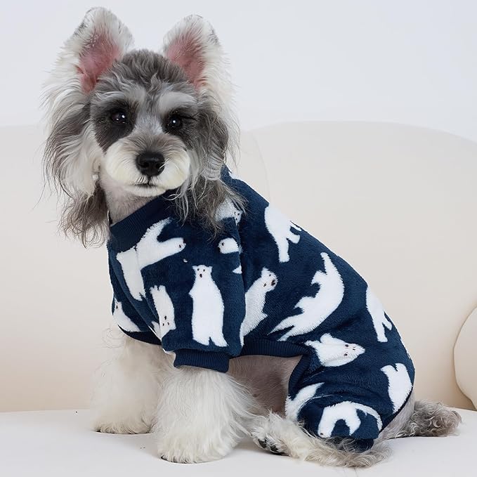 XPUDAC Dog Pajamas Polar Bear Fleece Dog Sweater for Small Medium Dogs Girl Boy Winter Puppy Clothes Pet Outfit Jumpsuit, L