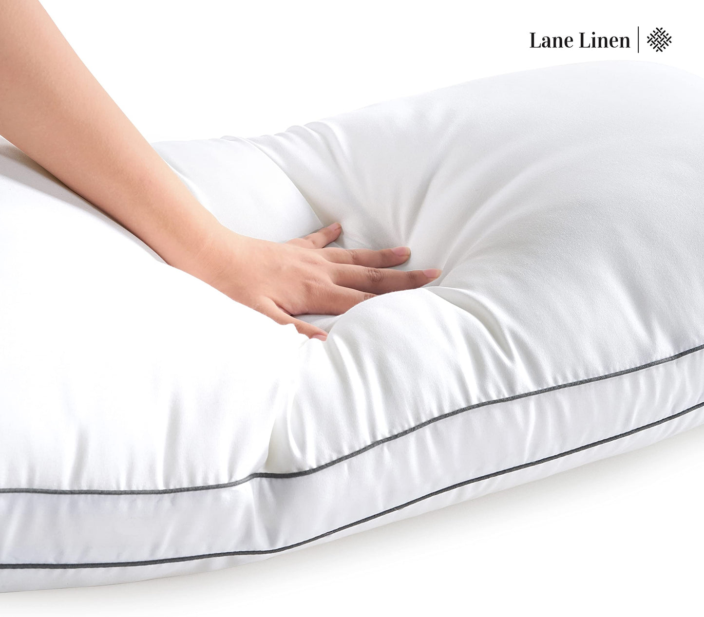 LANE LINEN Pillows Standard Size Set of 2 (20"x30") - Hotel Pillow for Side, Back & Stomach Sleepers, Medium Firm Down Alternative Fill,Cooling Pillows for Bed - Soft & Fluffy Pillow - White