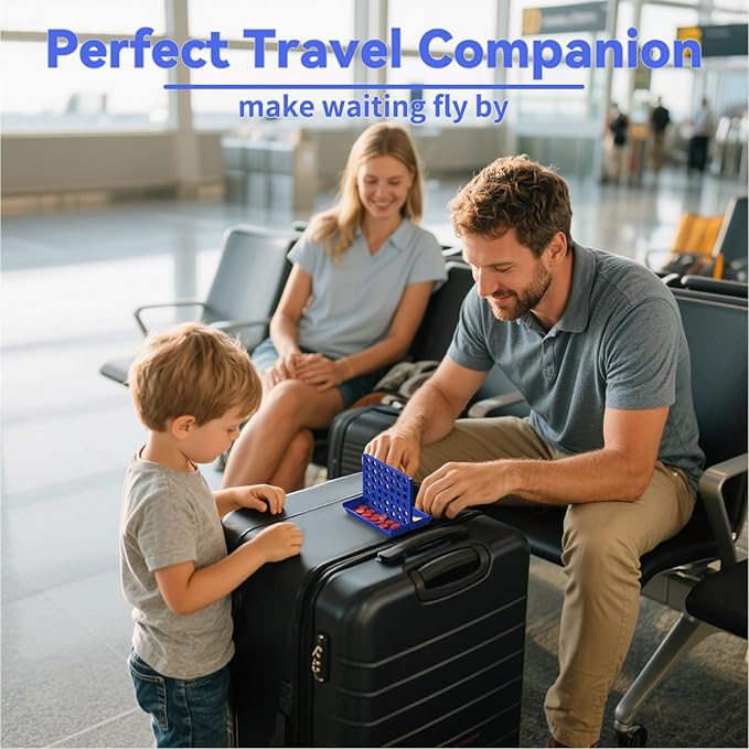 Travel Size 4 in a Row Game for Kids Ages 3+, Christmas Stocking Stuffers Gifts for Boys Girls Teens, Portable Travel Games for Car Plane, Kids Travel Essentials for Camping (11x8x9cm)