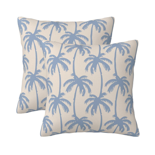 KiuLoam Dusty Blue Palm Tree Pillow Covers 18x18 Set of 2 Summer Tropical Coastal Beach Decorative Throw Pillows Vintage Outdoor Farmhouse Cushion Cases for Sofa Couch Bed Living Room Decor