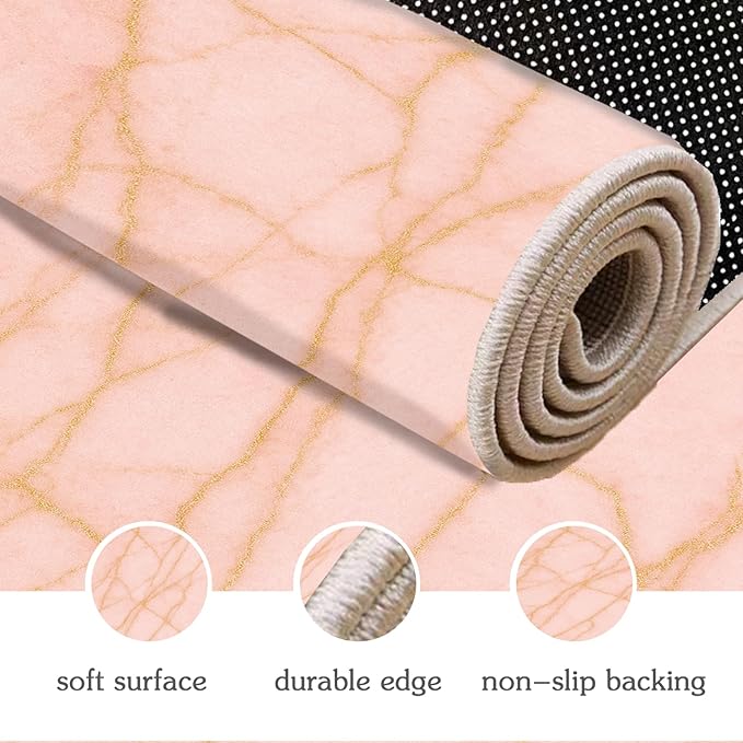 Abstract Marble Rug - 4x5 Rug, Modern Art Area Rugs, Luxury Marble Outdoor Rugs, Washable & Non Slip Carpet Home Decor