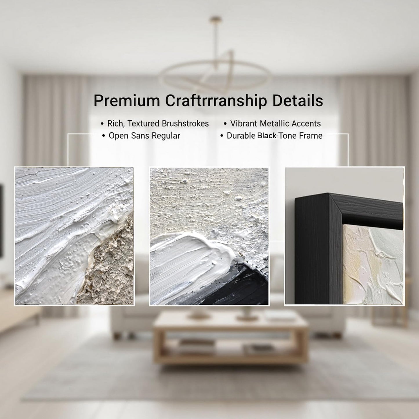3D Textured White and Black Seascape Wall Art For Entryways, Large Framed Impasto Abstract Oil Painting for Living Room,Neutral Tone Wabi-Sabi Minimalist Wall Decor for Office/Bedroom 28x40 inches