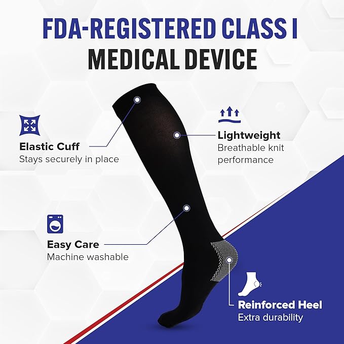 American Hospital Supply – Knee High Compression Socks – 15–20 mmHg, Black, Small – Lightweight Medical Stockings – Pack of 3 Pairs
