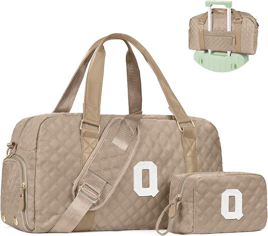 Elilier Monogram Duffle Bag Women Girls Gift: Initial Overnight bags, Dance Cheer bag Sports for Girl, Kid Gymnastics Bags, Birthday Gifts for Women Girls Kids Teens Mom Teacher