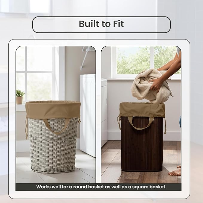 LFH Home Cotton Canvas Large Laundry Bag with Handle, Heavy Duty Drawstring Closure Washable Laundry Bags, School Travel, Home, Hotel, College Dorm, Organizer Sack, Toys Clothes 28x40-Beige