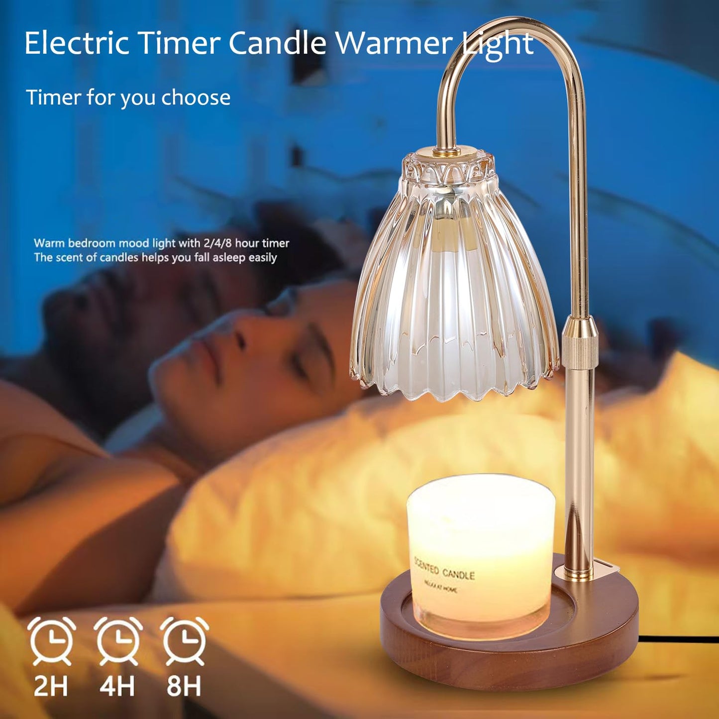 Candle Warmer Lamp with Timer Dimmer,Height Adjustable No Flame Candles Warming Light,Birthday Gifts for Women,New Home Room Decor,Wax Melt Warmer for Scented Jar Candles(2 * 50W Bulb) (1 Pack-F)