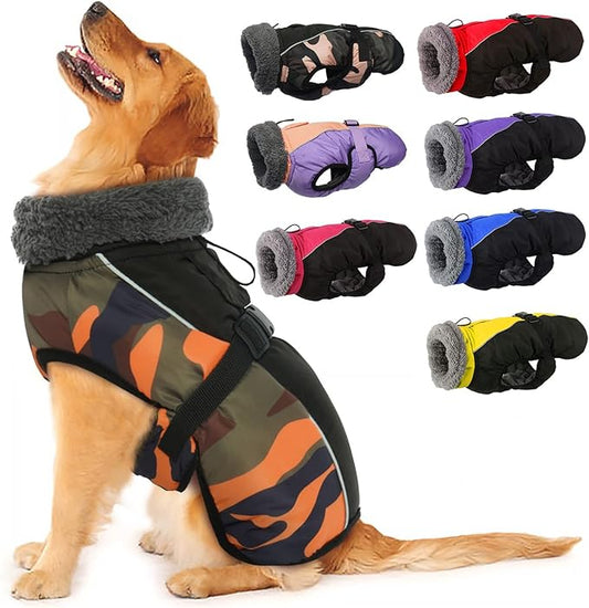 IECOii Warm Reflective Dog Jacket - Adjustable Fleece Turtleneck Dog Coat for Cold Weather - Sizes XS-XL