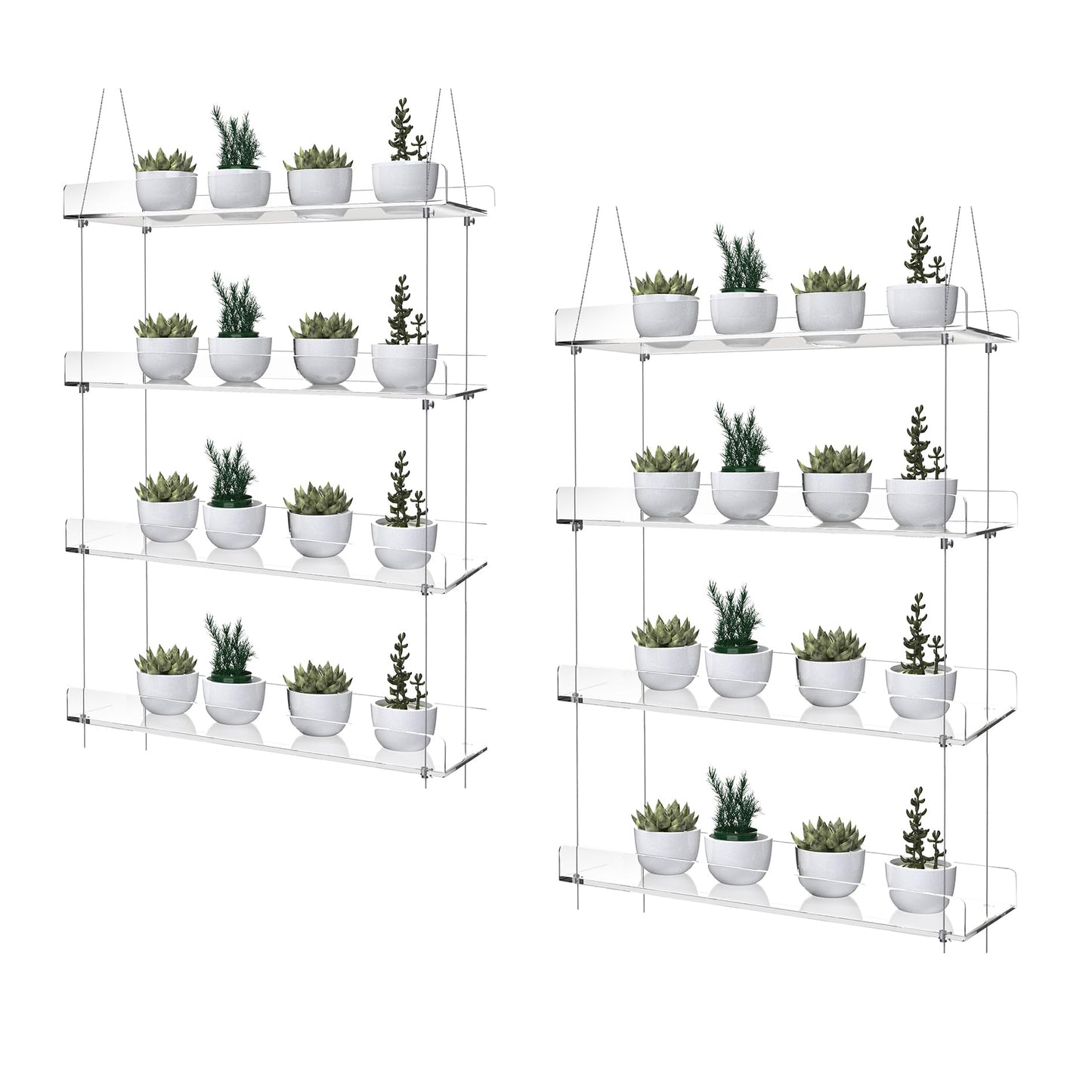 ZerzSemp 2-Pack Adjustable Clear Acrylic Plant Stands for Windows – 16" Transparent Hanging Window Plant Racks for Indoor Garden, Herbs, or Home Decor in Kitchen & Bedroom