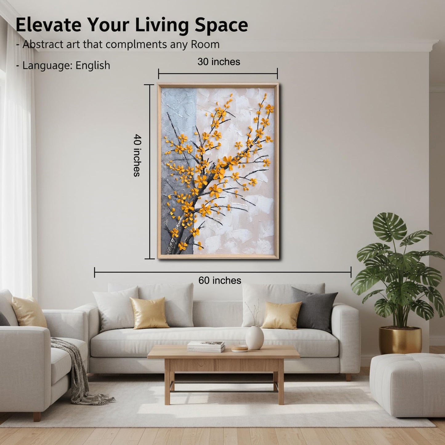 Hand Painted Plum Plossom Flower Canvas Wall Art for Living Room