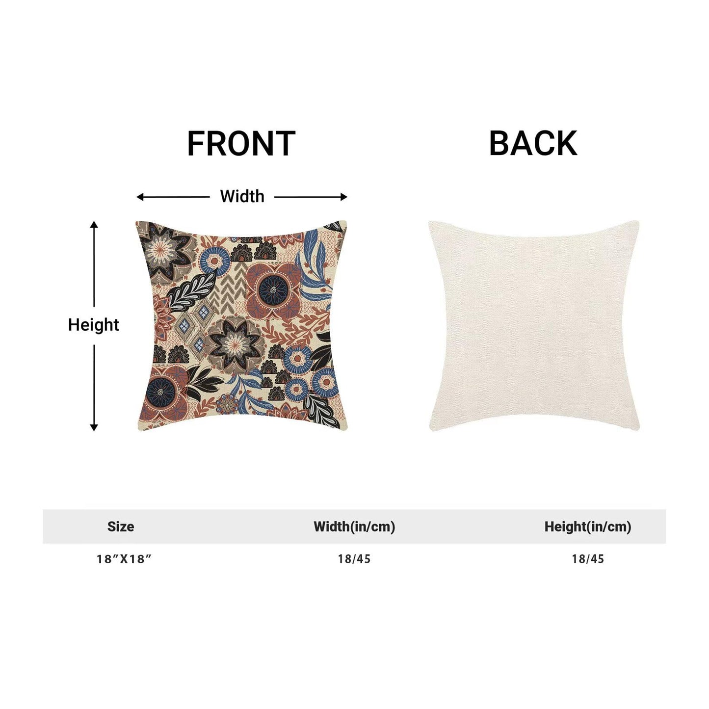 ZHOUYETAK Boho Brown Blue Pillow Covers 18x18 Set of 2, Abstract Mid Century Neutral Outdoor Decorative Botanical Tropical Leaves Throw Pillows Retro Flower Couch Cushion Case for Chair Sofa Bedroom