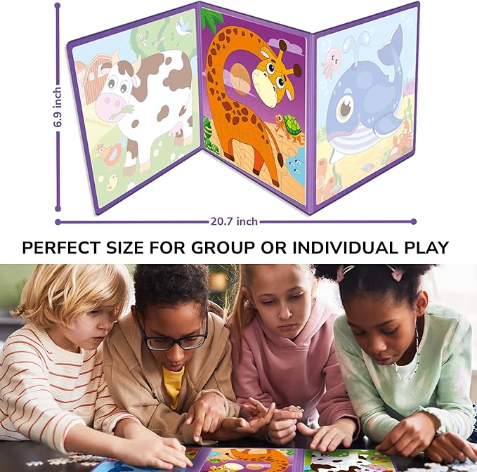 QUOKKA Magnetic Toddler Puzzles Ages 2-4 - 20 Pieces Kids Puzzles Ages 3-5 - Travel Games for Kids 4-6 - Animal Toddler Travel Toys - Car Airplane Road Trip Activities for Boys and Girls
