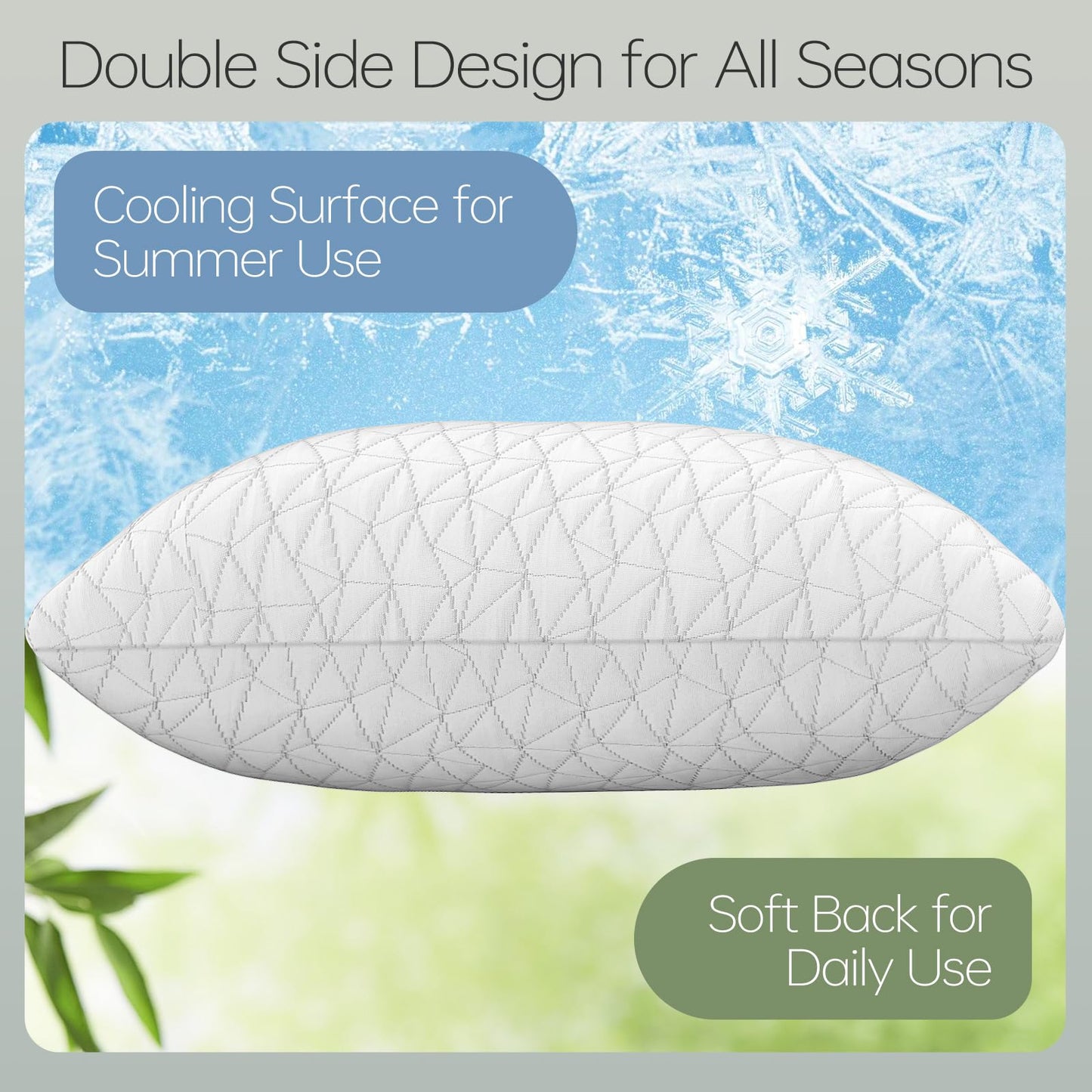 CushyOasis Shredded Memory Foam Pillows, Bed Pillows for Sleeping, Queen Size Pillows, Cooling Pillow, Stomach and Back Sleepers with Removable Washable Pillowcase (Queen*2)