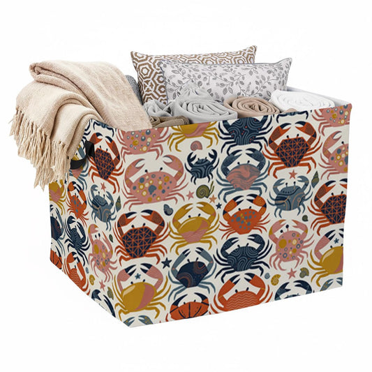 Modern Geometric Crabs Laundry Hamper, 56L Large Foldable Laundry Basket with Handles, for Clothes, Toy Storage Bin, Blankets,Decorative Organizer for Shelves & Closet Home Decor Bedroom & Nursery