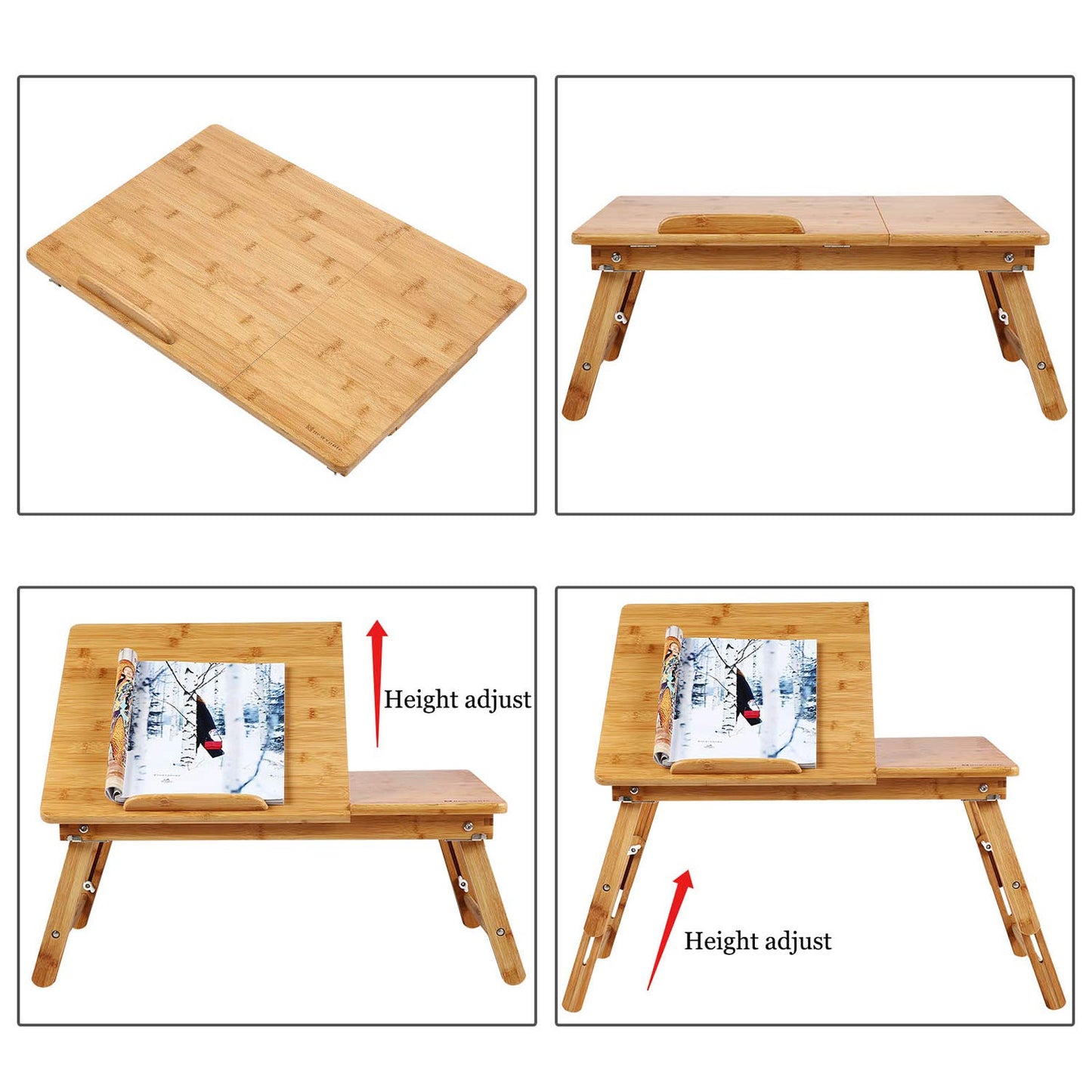 Laptop Desk Nnewvante Bamboo Bed Tray Adjustable Foldable Desk Bed Serving w' Tilting Drawer