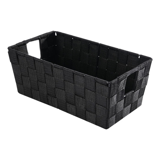 Whitmor Small Woven Storage Baskets for Shelves - Decorative Bathroom Organizer Bins, Versatile Shelf Storage Solution for Home Organization & Closet (Black）