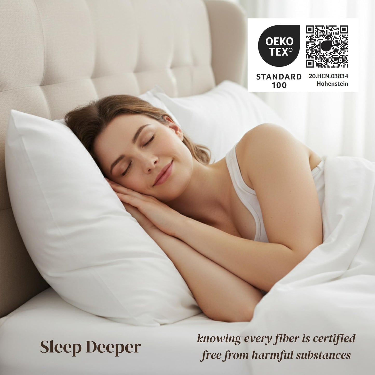 Beckham Hotel Collection Queen Pillows with Cotton Pillowcases Sets of 2, Soft Down Alternative Pillows, Open End Cases for Easy Changing, White