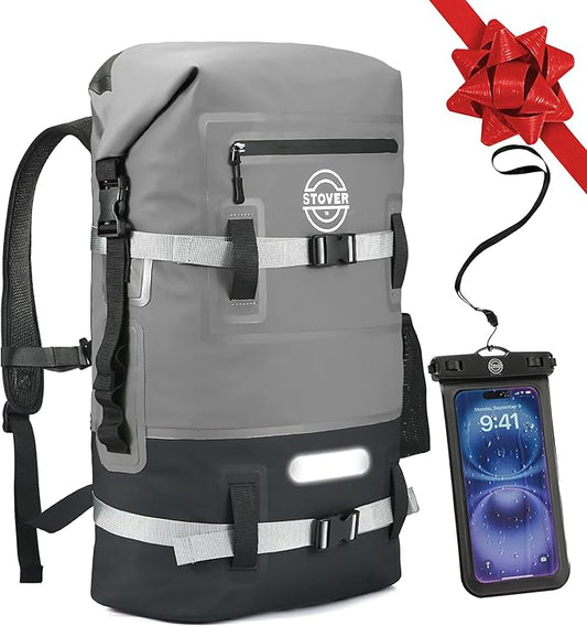 STOVER 5/10/25/30/40/55L Waterproof Dry Bag- Roll-Top Backpack w/Phone Case- Kayaking, Hiking, Camping, Boating- Men/Women