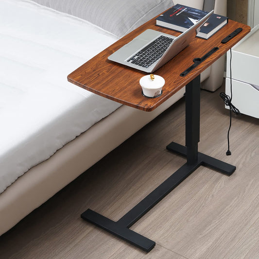 ALEEIK Bedside Desk with Wheels,Mobile Rolling Laptop Stand Height Adjustable Tray Table for Laptop Bed Sofa Side Table,Space-Saving, 33.5 x 18 Inches