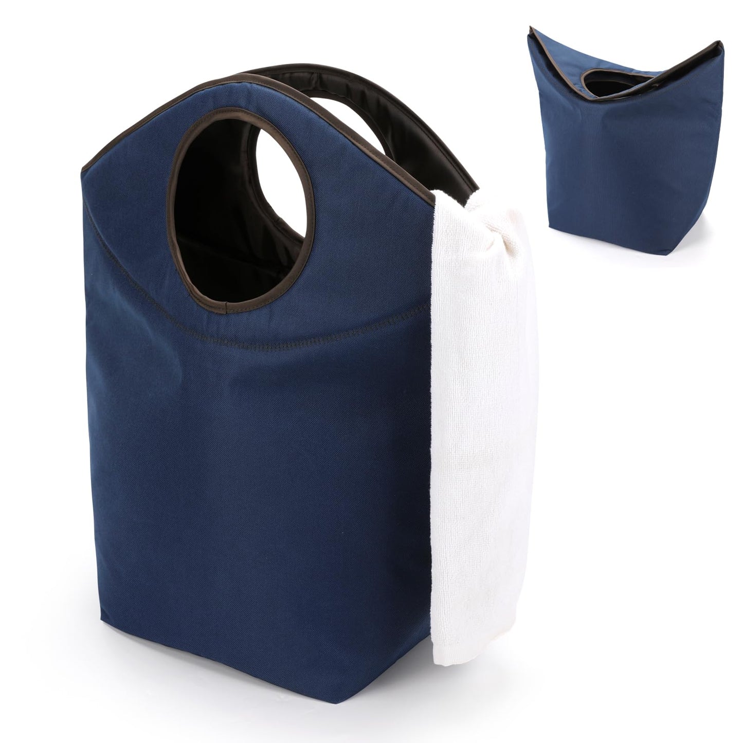 Portable Foldable Laundry Hamper with Soft Handle, 47L Collapsible Fabric Laundry Basket, Waterproof Storage Tote for Seniors, Dorm, Camping, Hanging